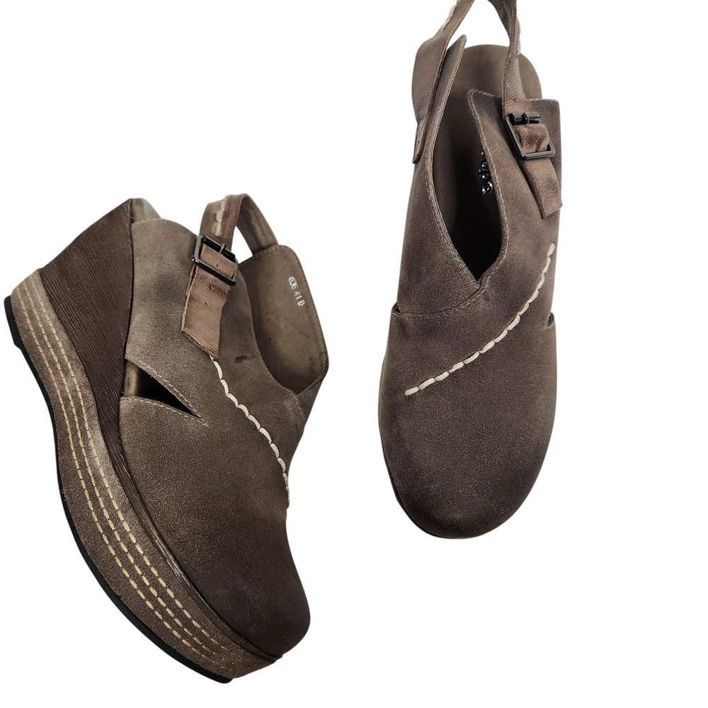 ANTELOPE Kallie 836 Shoes Women 41 10-10.5 Brown Suede Slingback Platform Sandal